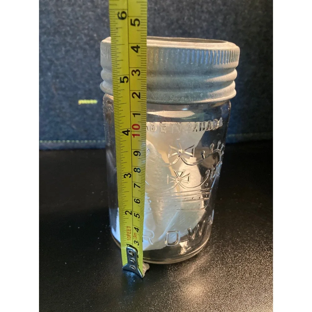 Vintage Crown Mason Jar Made in Canada Clear Glass with Zinc Lid and Insert 1932